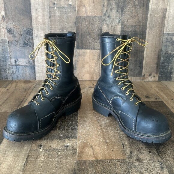 Wesco Logger Steel Toe Black Lace Up Work Boots Mens 11 D - Picture 7 of 12